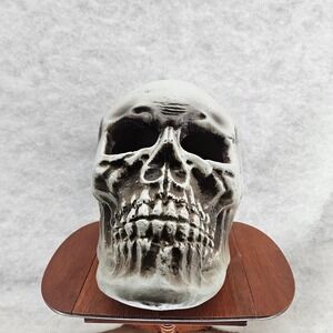 Light Up Skull Halloween Prop Hard Plastic Decor Flashing LED Eyes Spooky